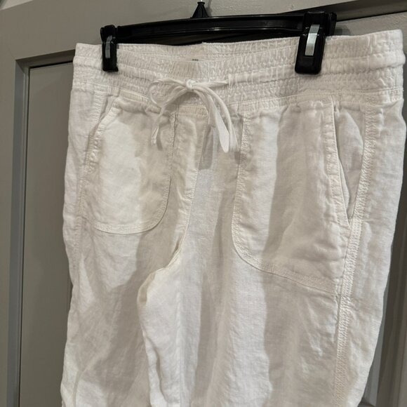 ANN TAYLOR LOFT | White Linen Cropped Pants Size 4 - Picture 3 of 10